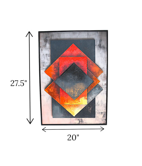 wall painting 3d rectangle with square abstract pattern china "27.5x20"