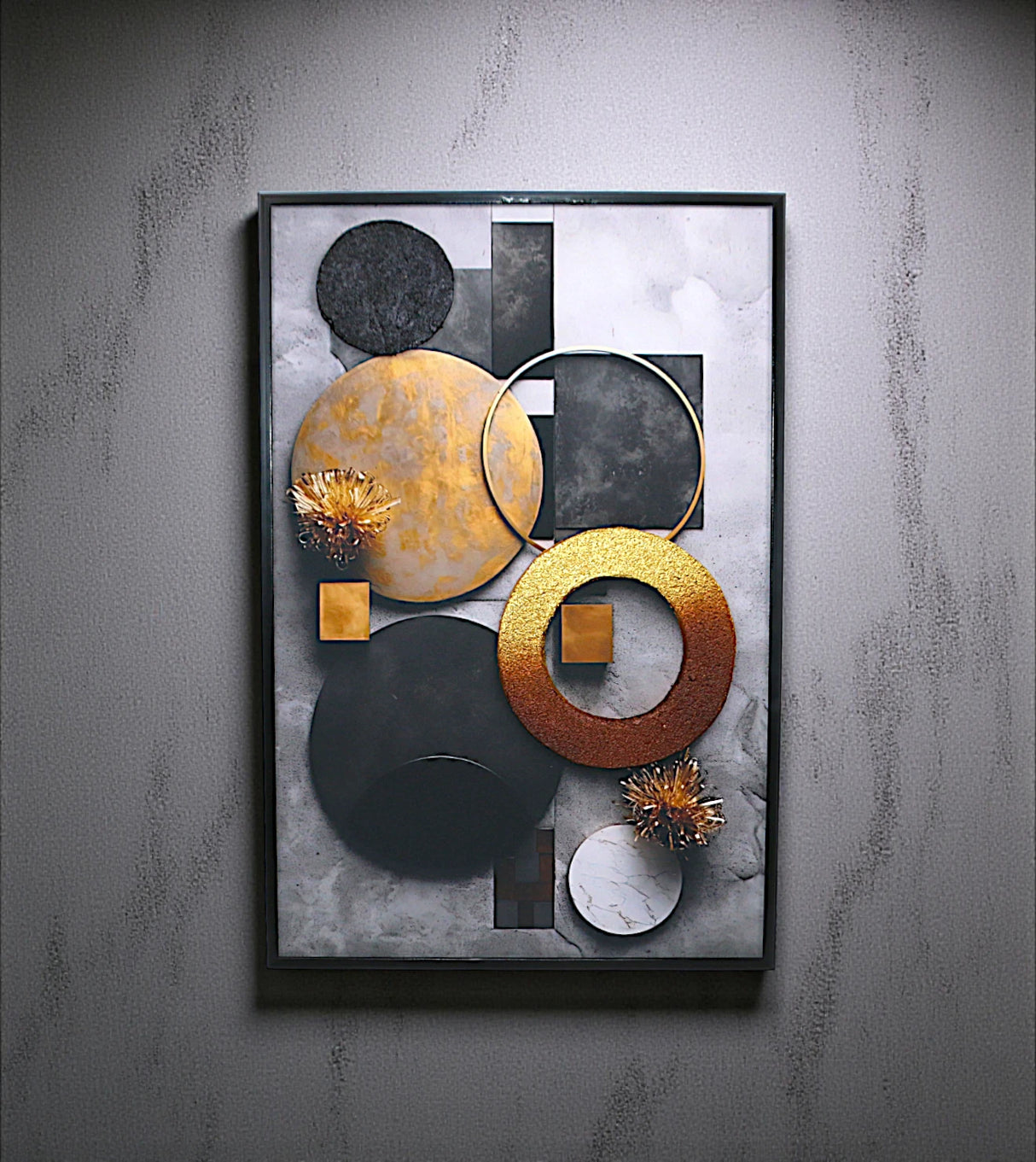 wall painting 3d circle yellow china "24x15.5"