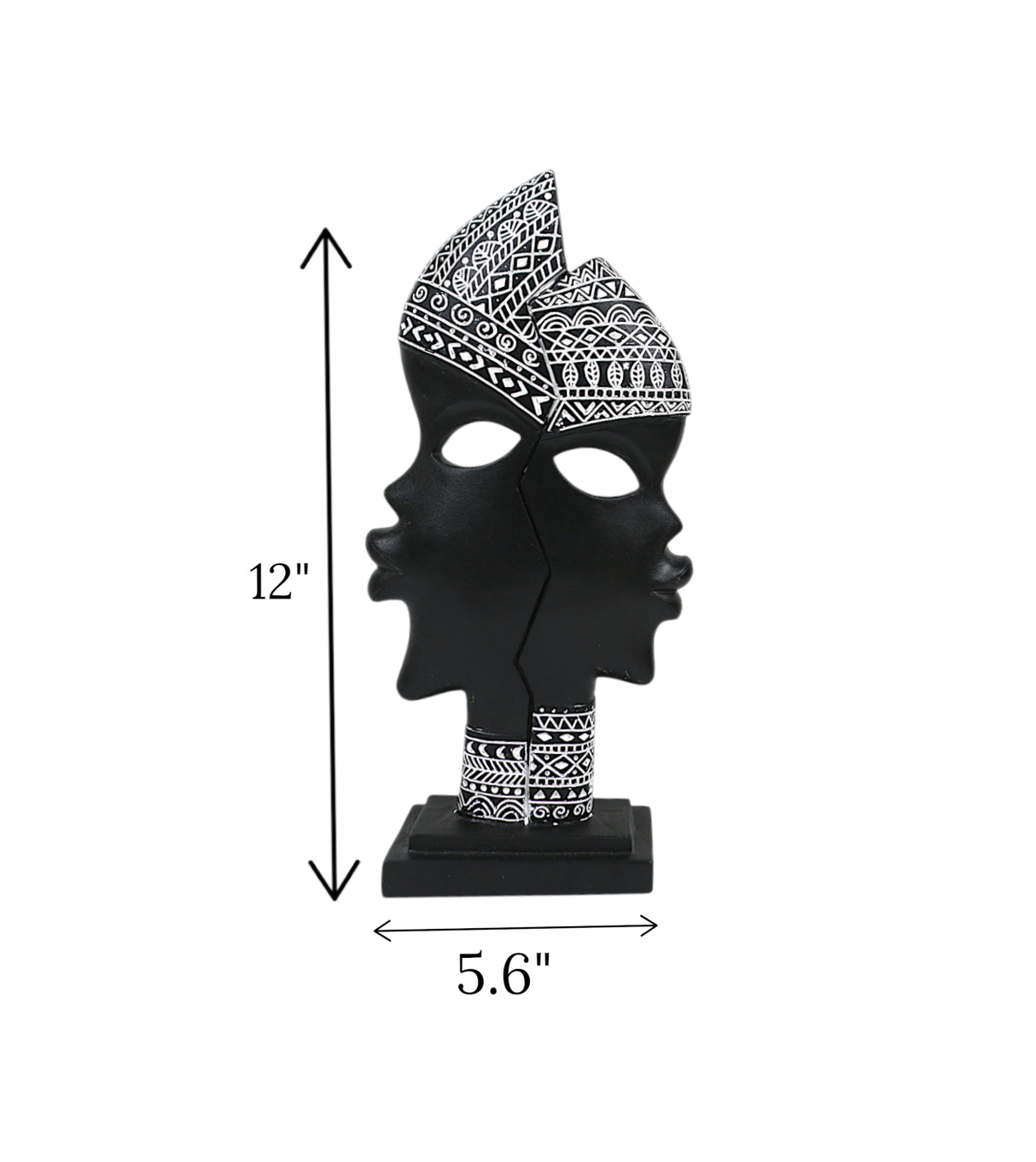 african lady mask black & white china 12x5.6