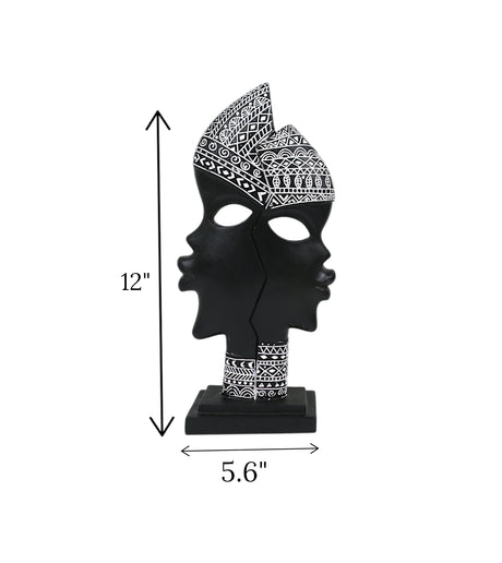 african lady mask black & white china 12x5.6