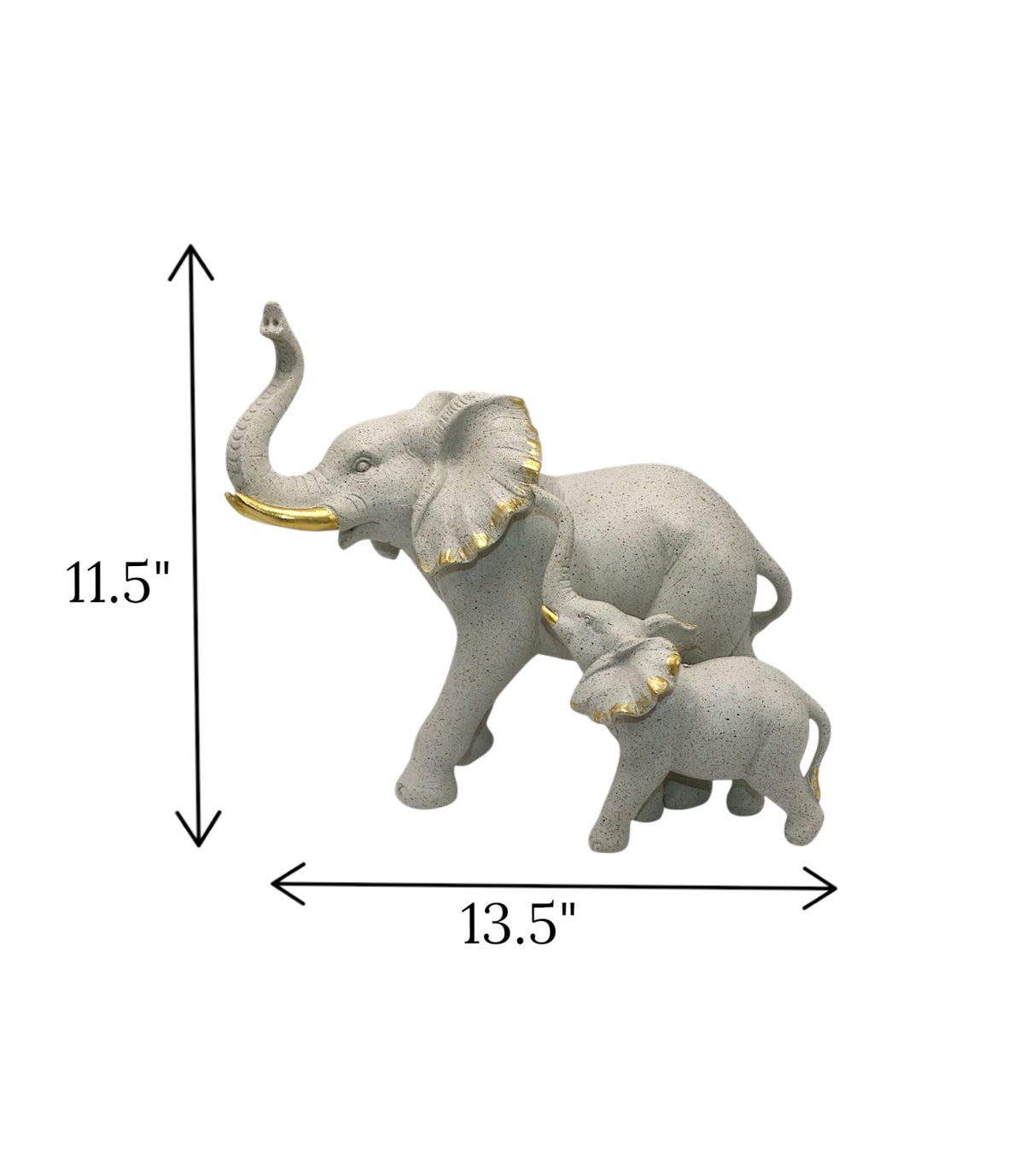 statue mother & baby elephant china 11.5x13.5