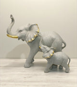 statue mother & baby elephant china 11.5x13.5