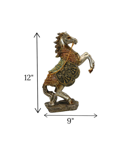 statue horse with chain jumping multi large china 12x9