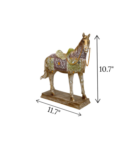 statue horse with chain antique multi medium china 10.7x11.7