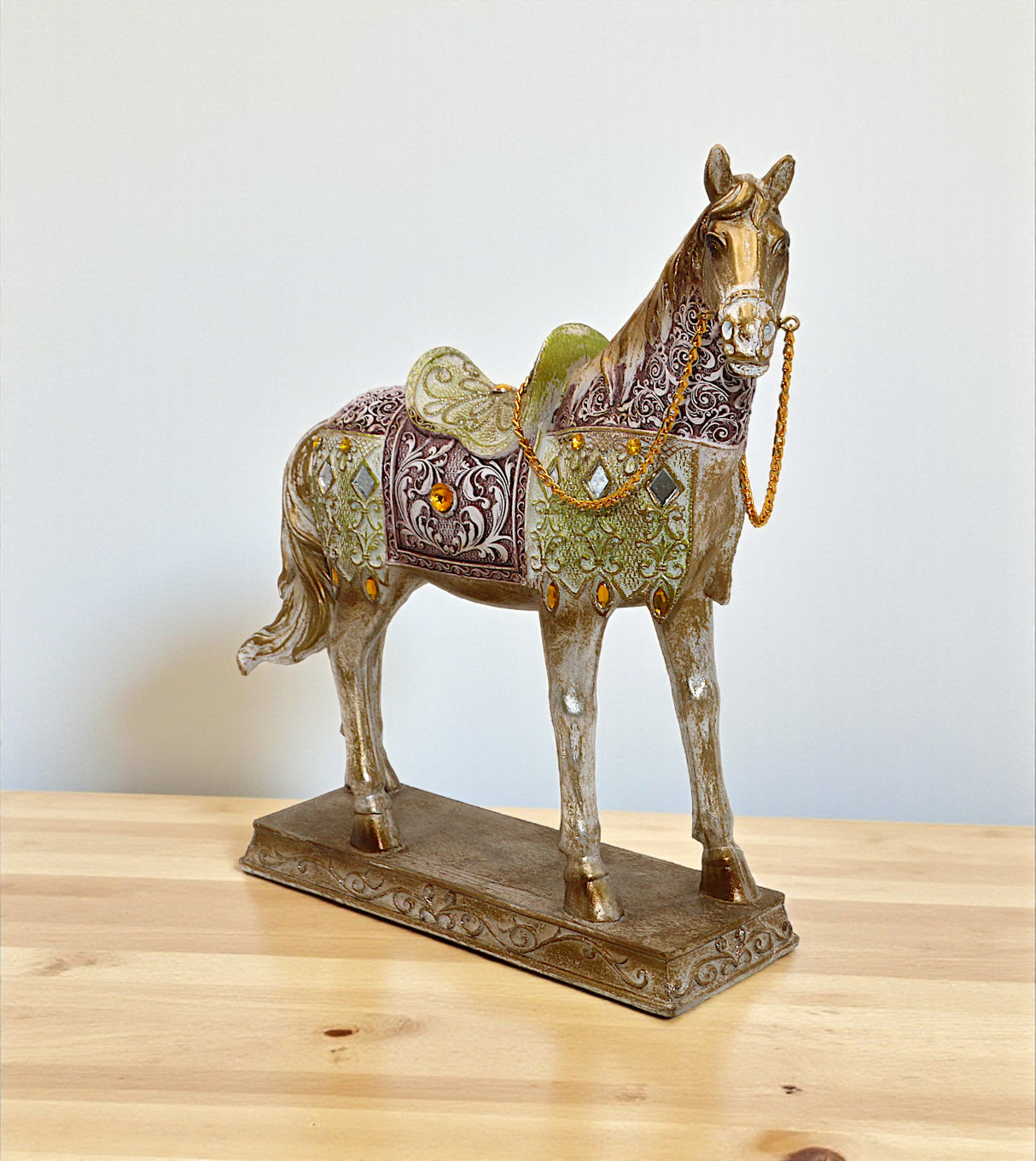 statue horse with chain antique multi medium china 10.7x11.7