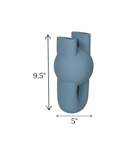 ceramic vase blue circle china 9.5x5
