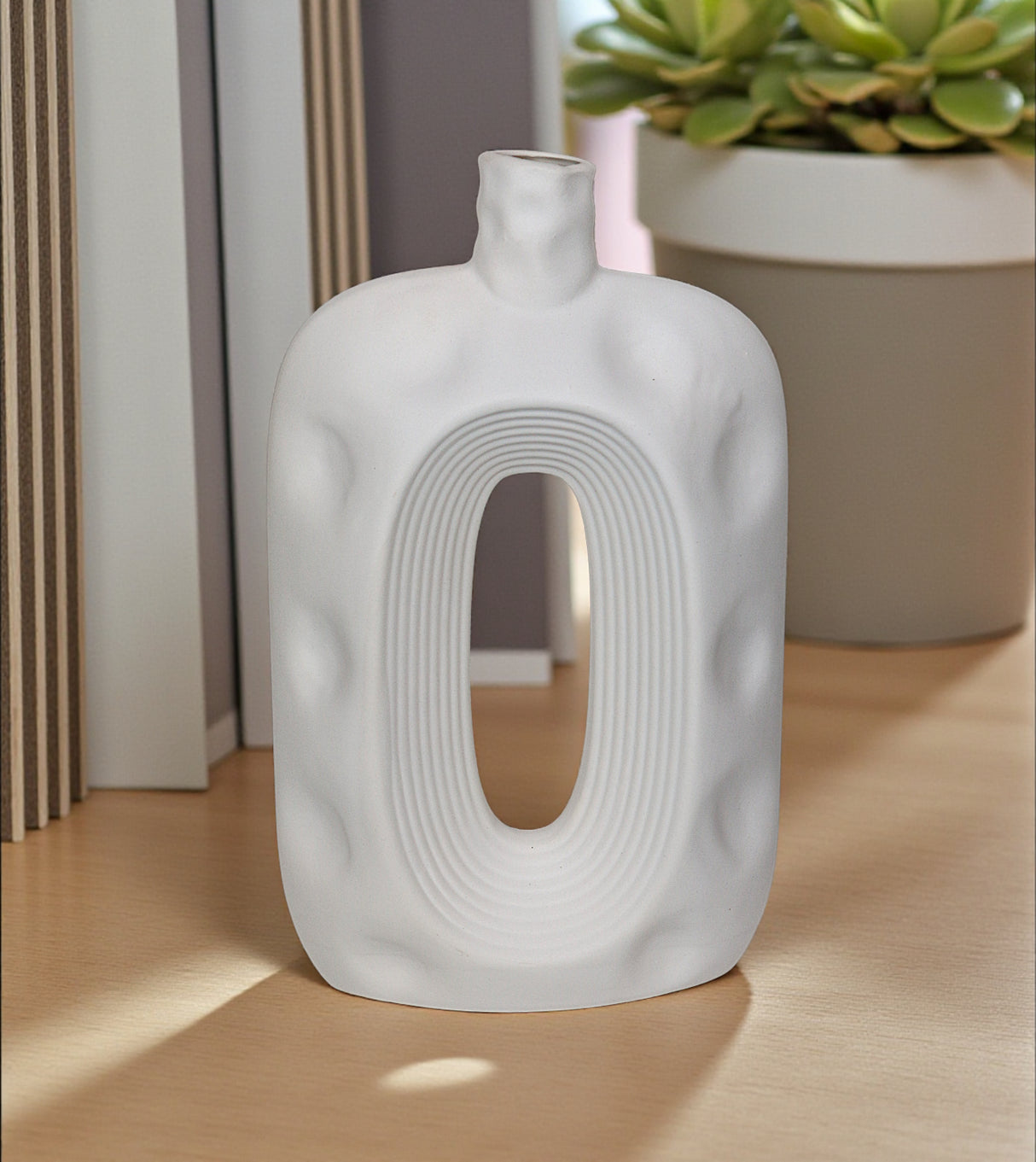 ceramic vase oval white china 11.6x7.1