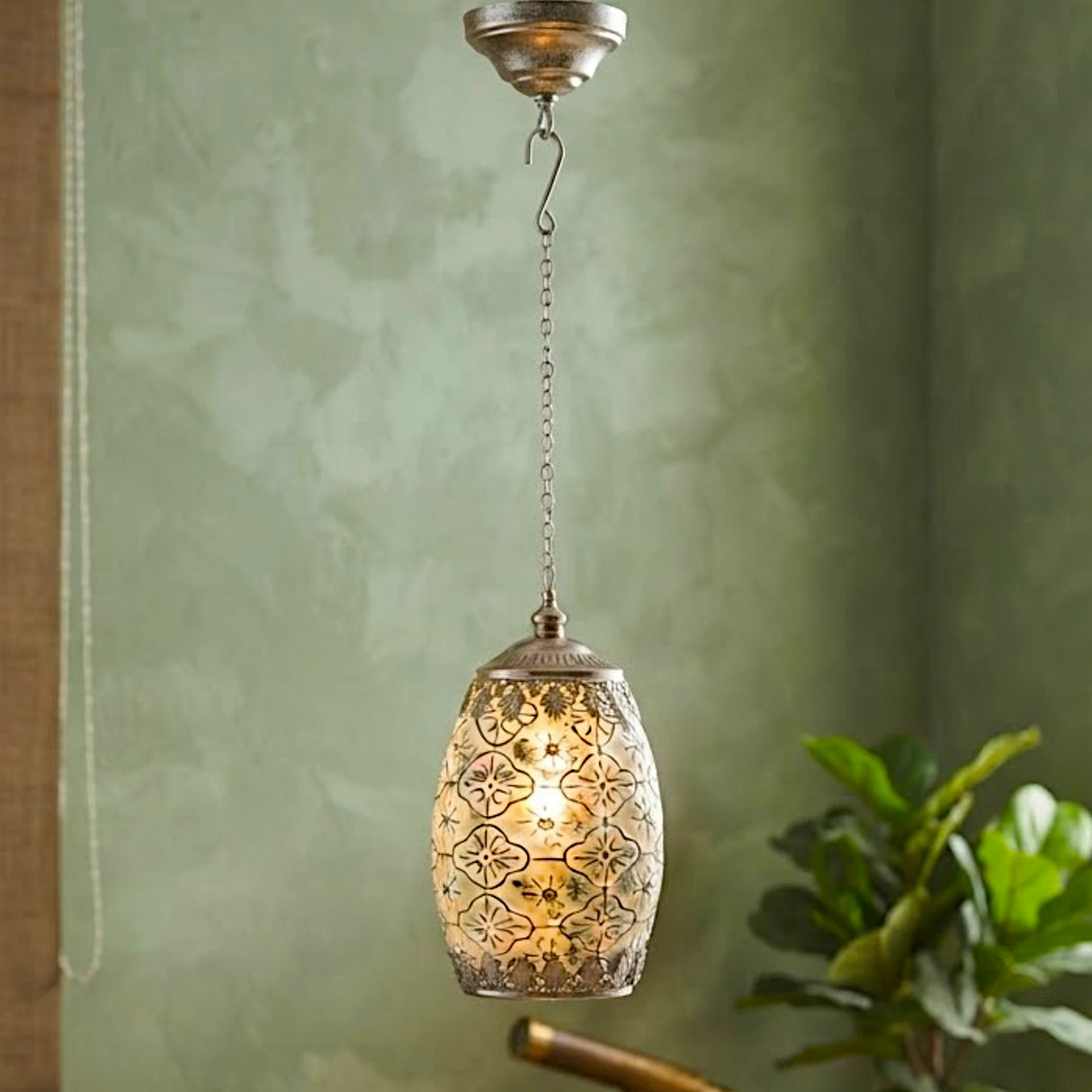 led lantern metal & glass oval white smal china 7x4