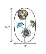 metal wall hanging oval leaf & flower china 27.3x17