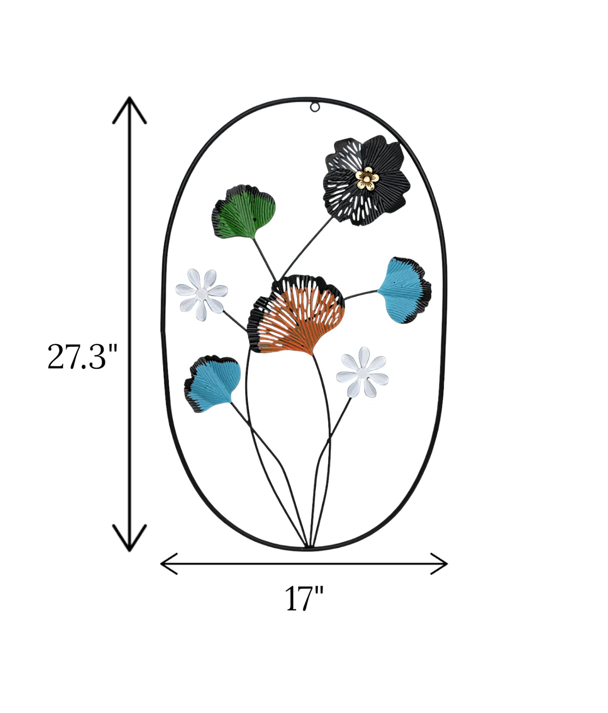 metal wall hanging oval 4 leaf & flower china 27.3x17