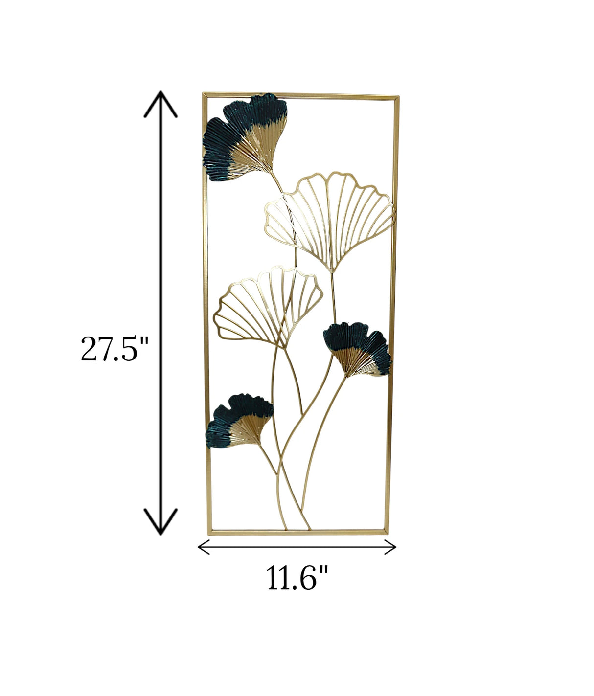 metal wall hanging rectangle 5 leaf china 27.5x11.6