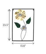 metal wall hanging rectangle 2 leaf & flower china 23.5x15.6