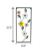 metal wall hanging rectangle 5 flower & leaf china 27.5x11.6