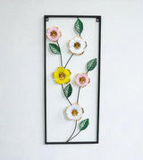 metal wall hanging rectangle 5 flower & leaf china 27.5x11.6