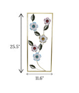 metal wall hanging rectangle 5 flower & leaf china 27.5x11.6