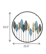 metal wall hanging round 12 leaves large china 23.5x23.5