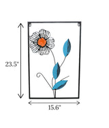 metal wall hanging rectangle 3 leaf & flower china 23.5x15.6