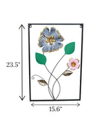 metal wall hanging rectangle 2 flower & leaves china 23.5x15.6