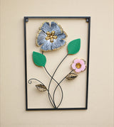 metal wall hanging rectangle 2 flower & leaves china 23.5x15.6