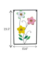 metal wall hanging rectangle 3 flower & leaves china 23.5x15.6