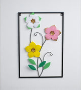 metal wall hanging rectangle 3 flower & leaves china 23.5x15.6