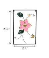 metal wall hanging rectangle butterfly & flower china 23.4x15.6