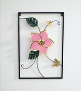 metal wall hanging rectangle butterfly & flower china 23.4x15.6