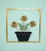 metal wall hanging square golden small flower china 11.6x11.6