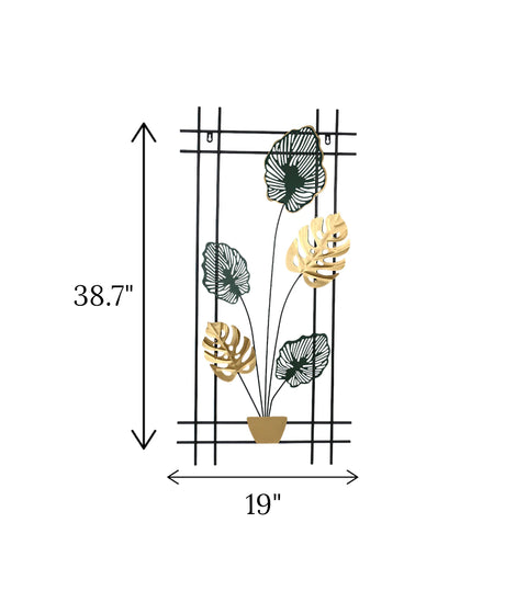 metal wall hanging rectangle 5 leaves china 38.7x19