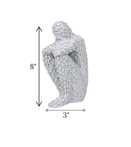 statue mosaic thinker white china "8x3"