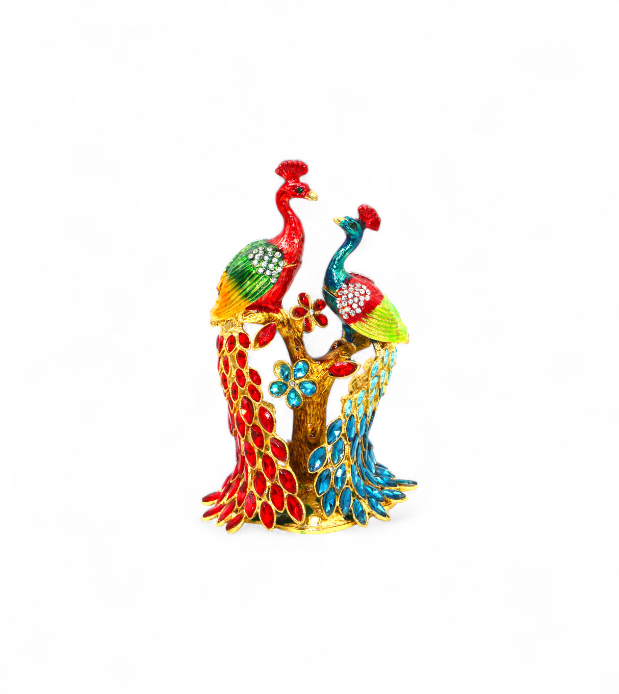 decorative metal 2 peacock red & blue china "6.5x3.5"