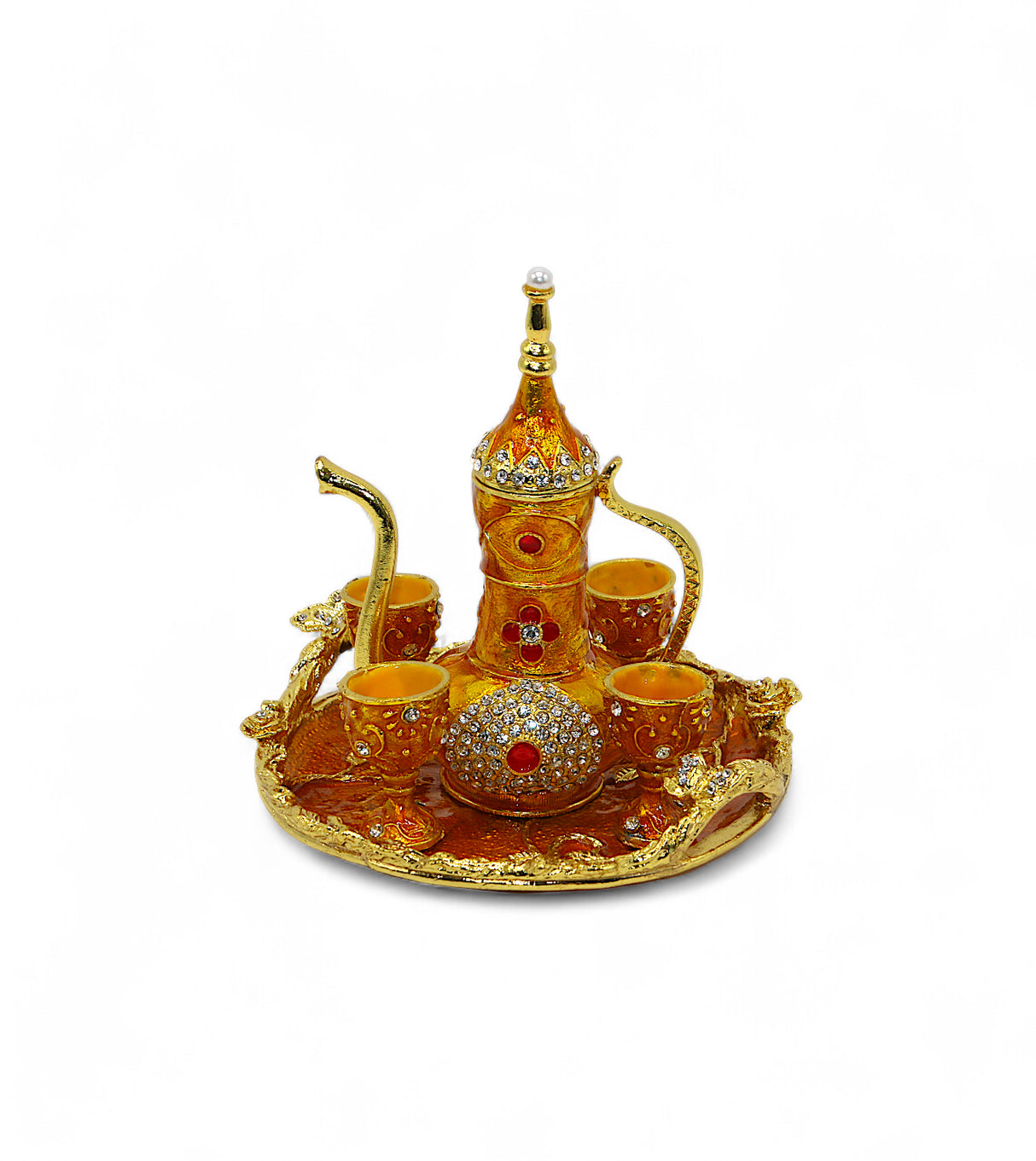 metal turkish mini tea set golden china "5.5x5.5"