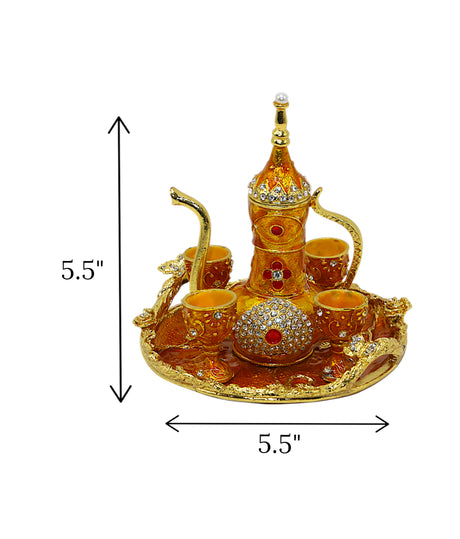 metal turkish mini tea set golden china "5.5x5.5"