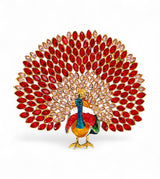 decorative metal peacock red & pink china "6.4x6.5"