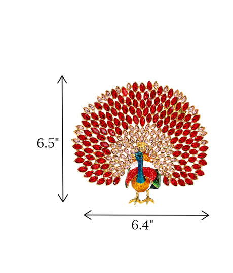 decorative metal peacock red & pink china "6.4x6.5"