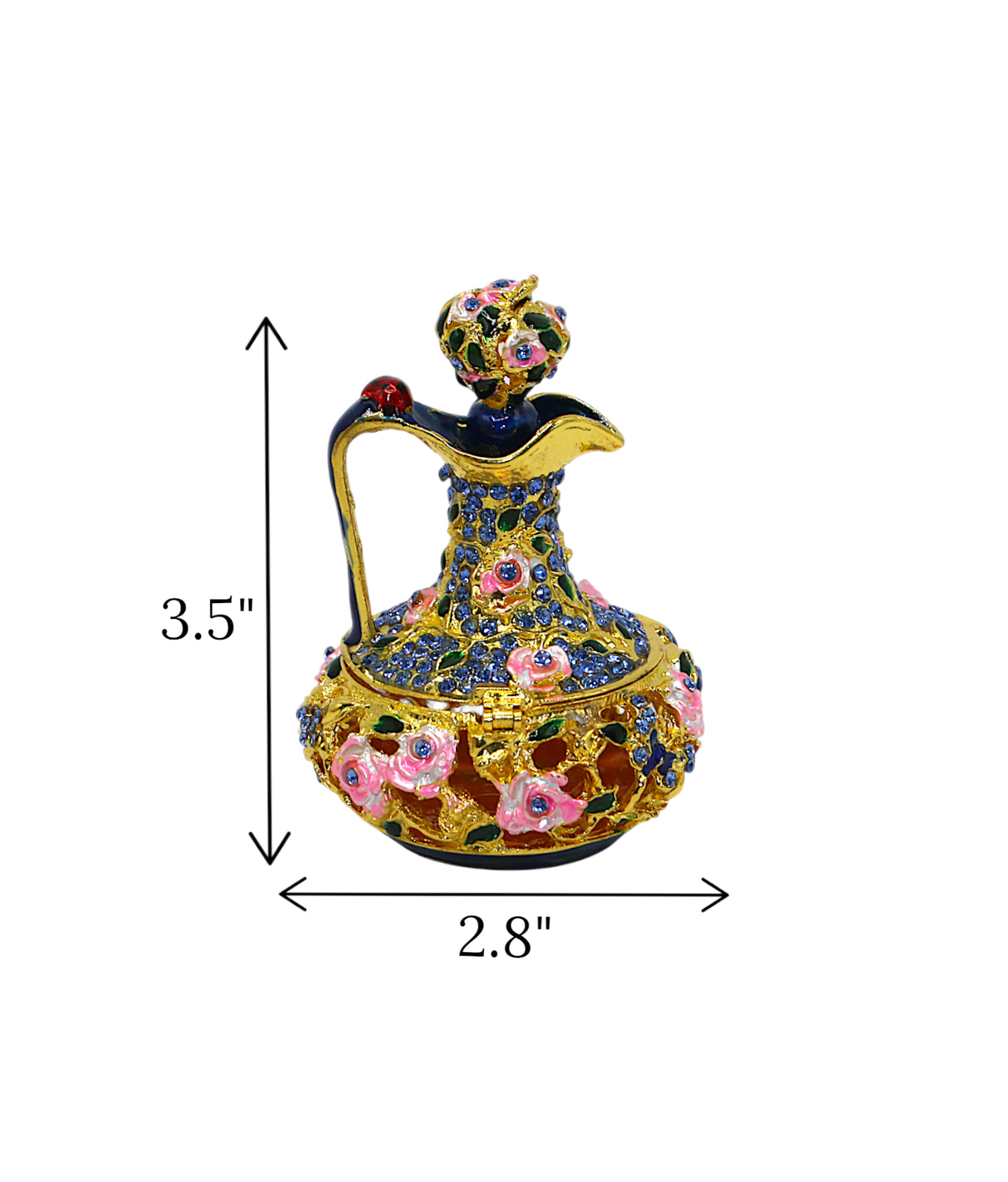 decorative metal tea pot blue china "3.5x2.8"