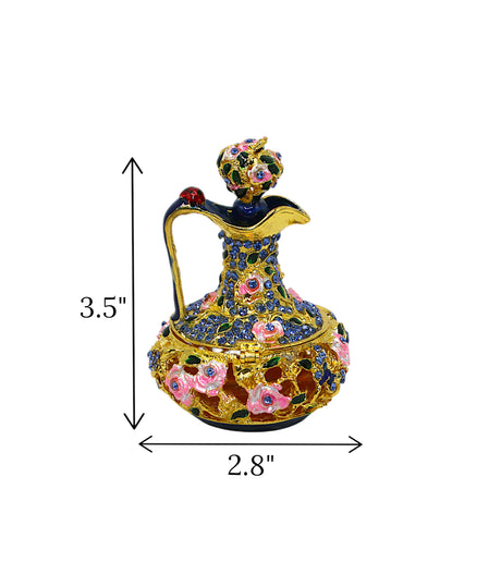 decorative metal tea pot blue china "3.5x2.8"