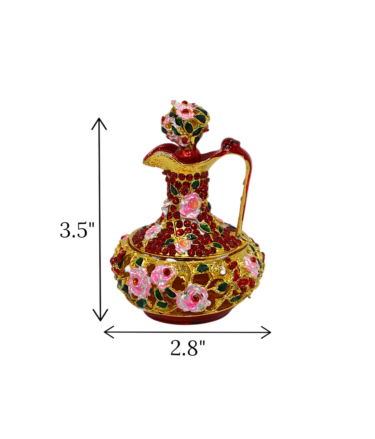 decorative metal tea pot red china "3.5x2.8"