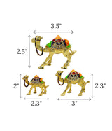 decorative metal camel 3pc golden china (l"2.5x3.5"m"2.3x3"s"2x2.3")