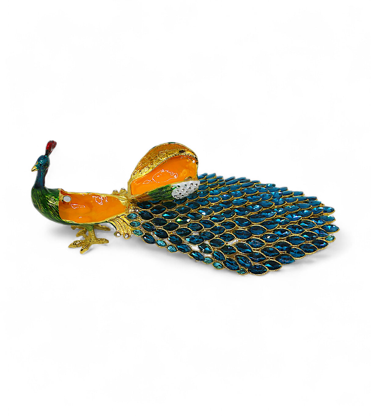 decorative metal peacock blue large china "4.5x10"