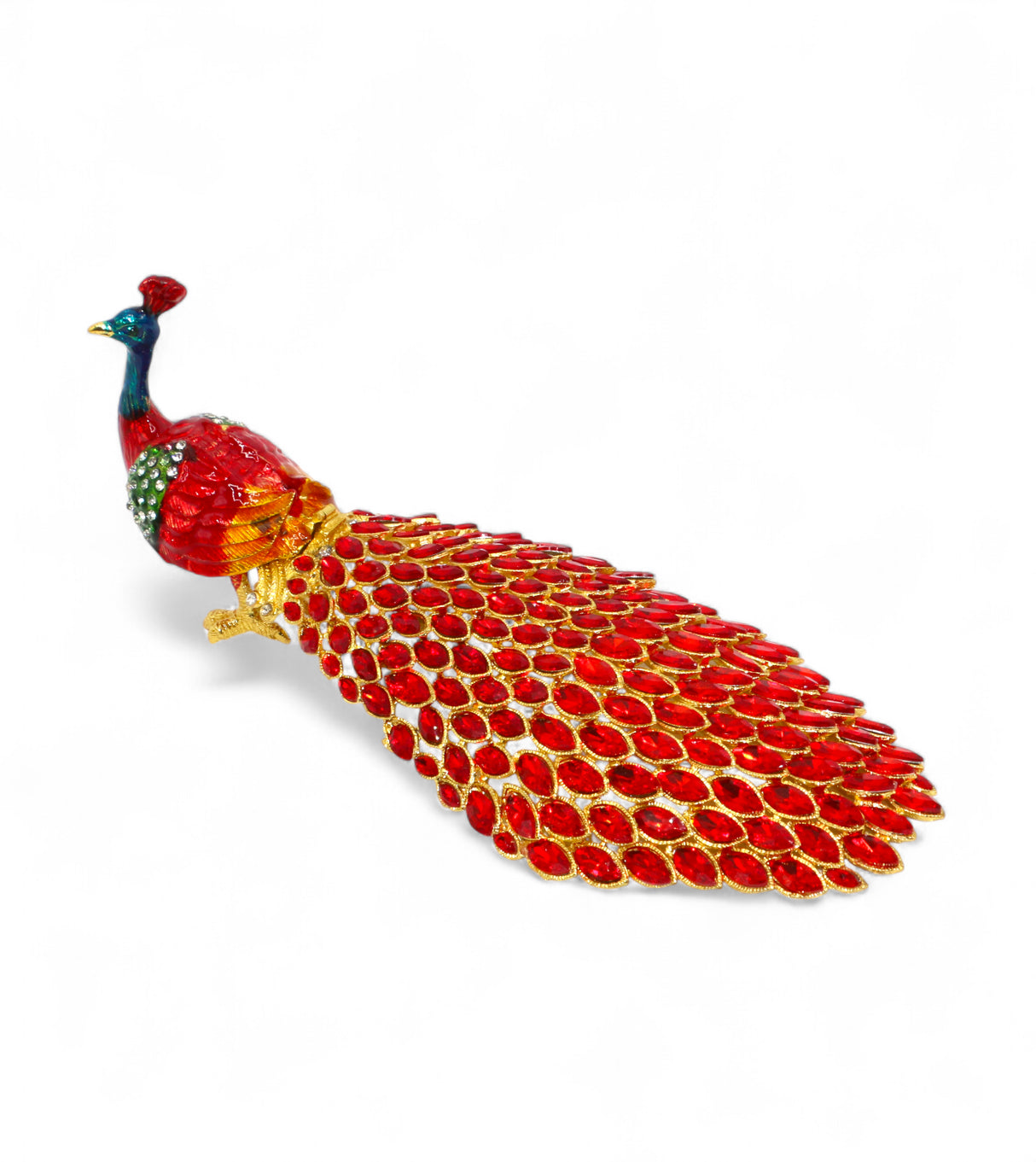 decorative metal peacock red large china "4.5x10"