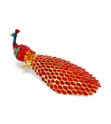 decorative metal peacock red large china "4.5x10"