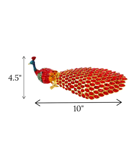 decorative metal peacock red large china "4.5x10"