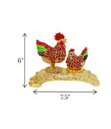 decorative metal hen 2s red china "6x7.5"