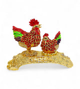 decorative metal hen 2s red china "6x7.5"
