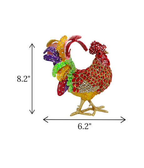 decorative metal hen multi large china "8.2x6.2"