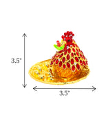 decorative metal hen & 10 eggs multi & golden small china"3.5x3.5"