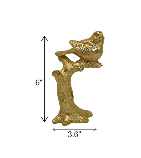statue sparrow sit on tree golden china 6x3.6