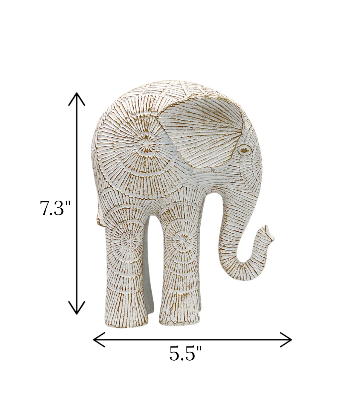 statue textured elephant sun down white large china 7.3x5.5