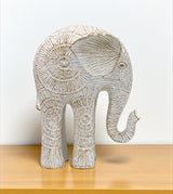 statue textured elephant sun down white large china 7.3x5.5